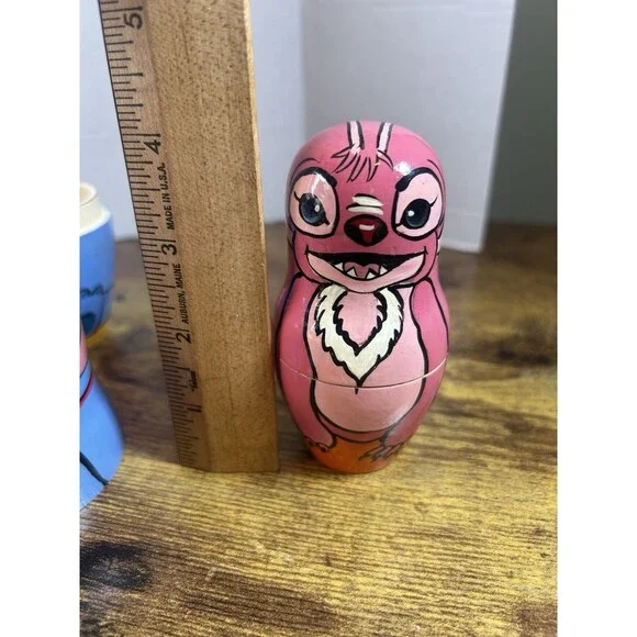 Disney Lilo Stitch Wooden Nesting Dolls Hand Painted Set 7.5 Inch Tall - Picture 5 of 11